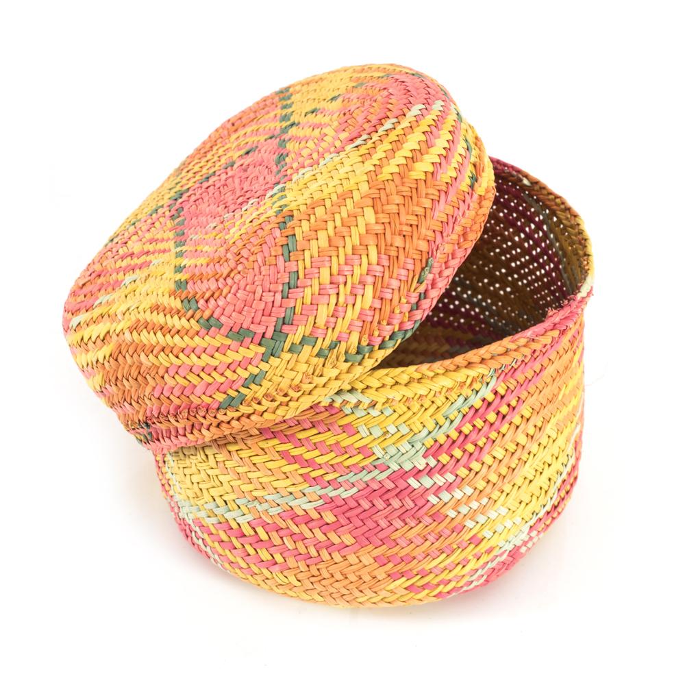 Pink Yellow Woven Basket Box (A+D)
