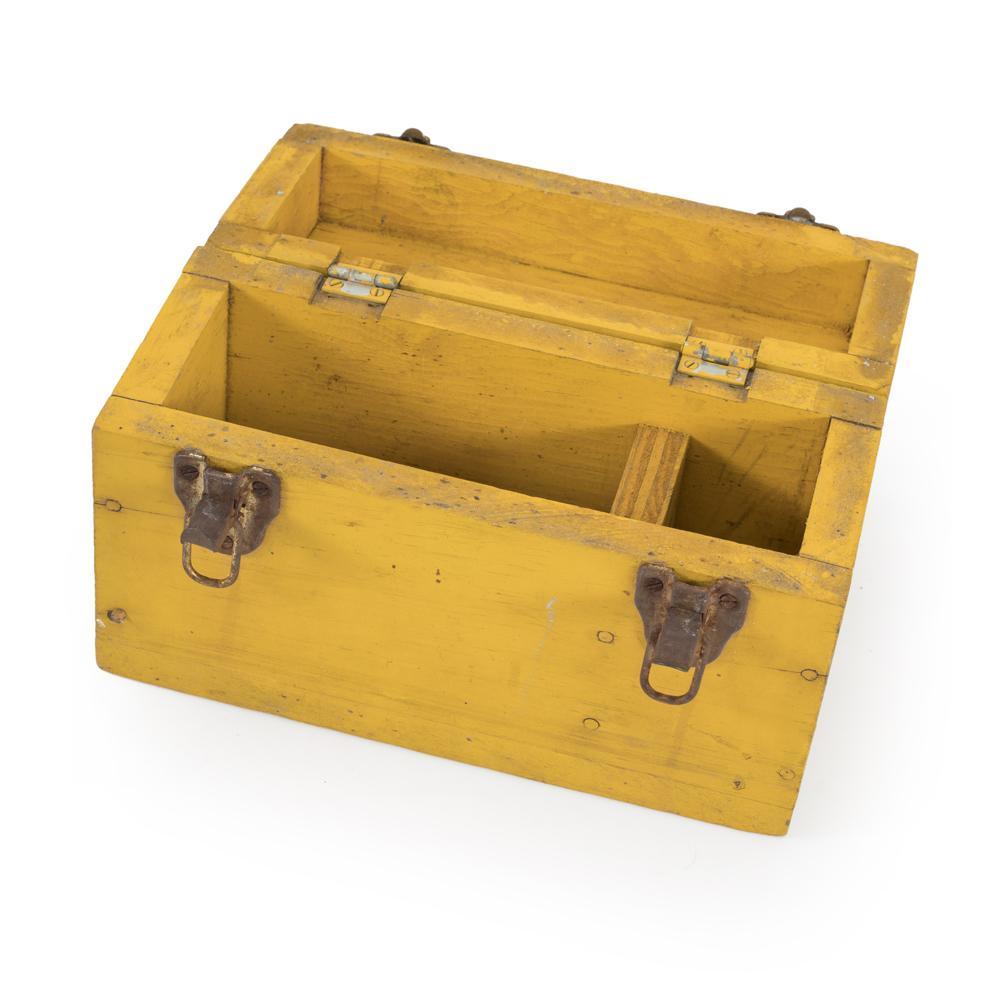 Yellow Rustic Wood Tool Box (A+D)