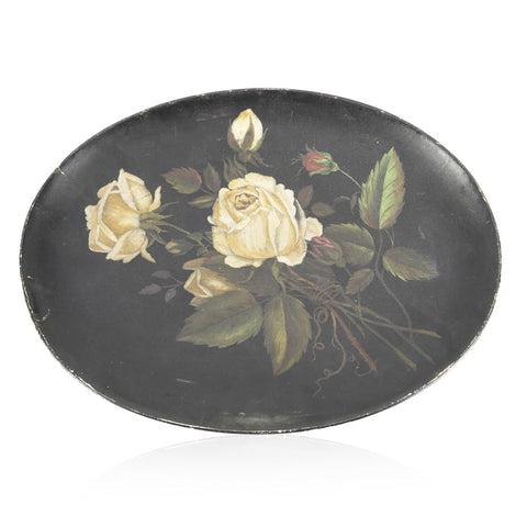 Black Wooden Floral Platter (A+D)