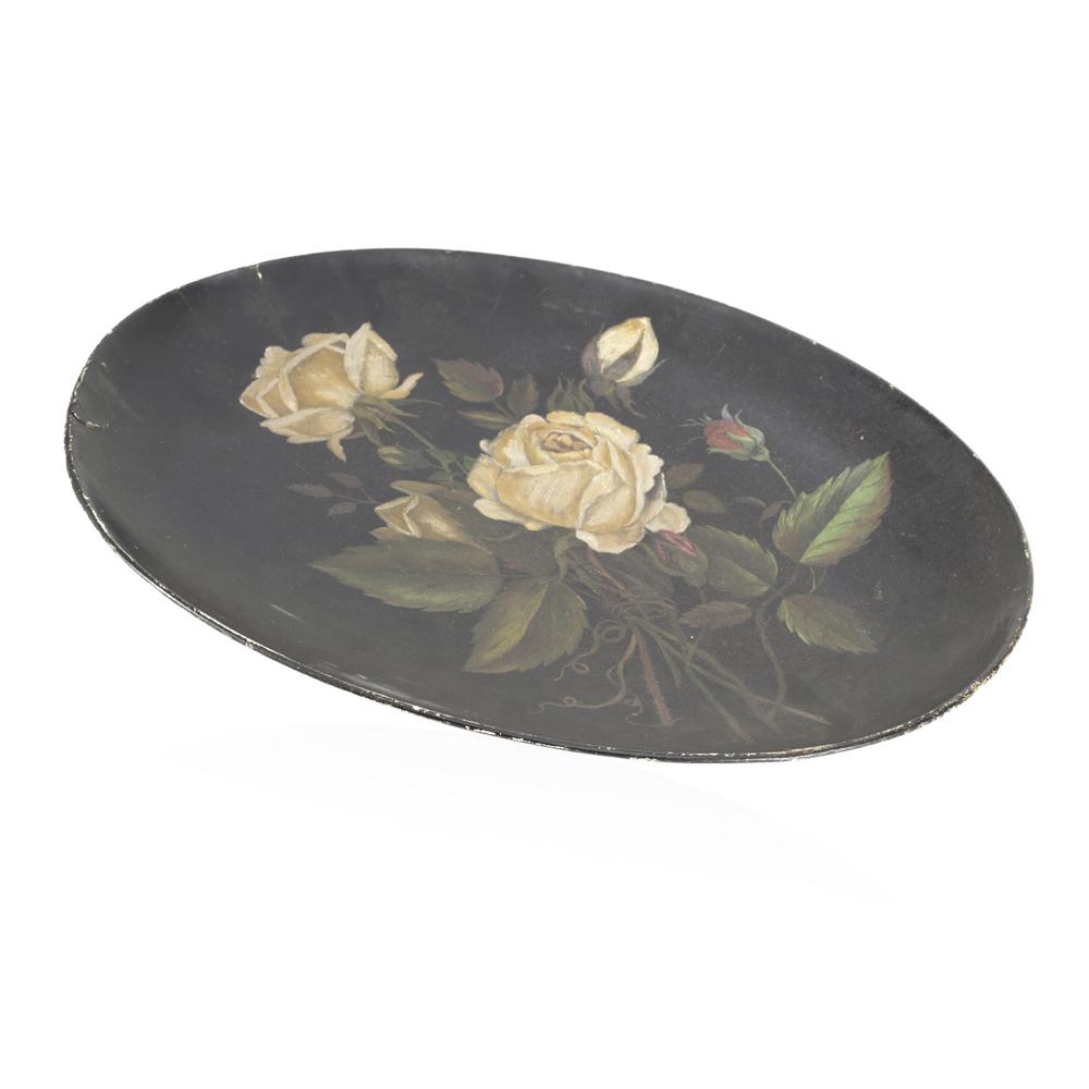 Black Wooden Floral Platter (A+D)