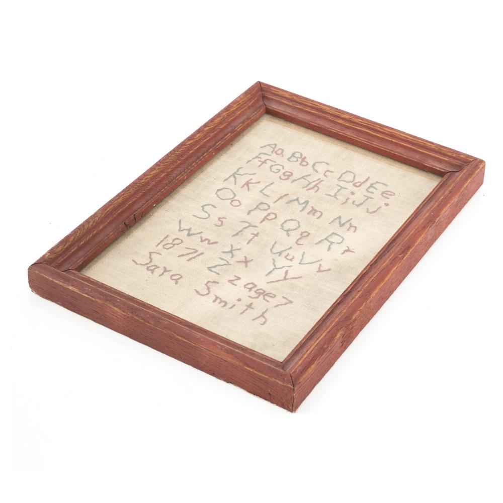 0039 (A+D) Wood Framed Alphabet Embroidery