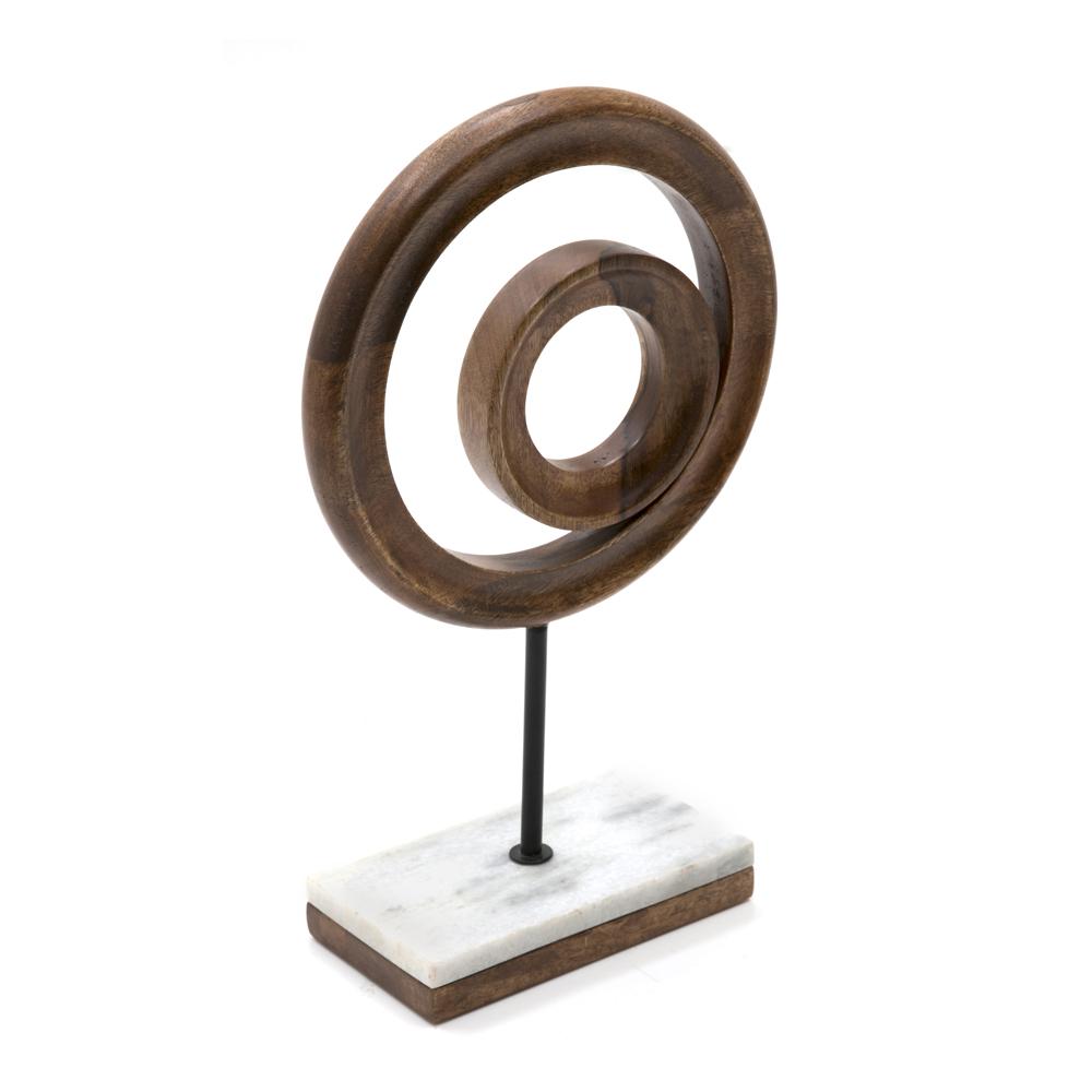 Wood Dark Concentric Circle Table Sculpture (A+D)