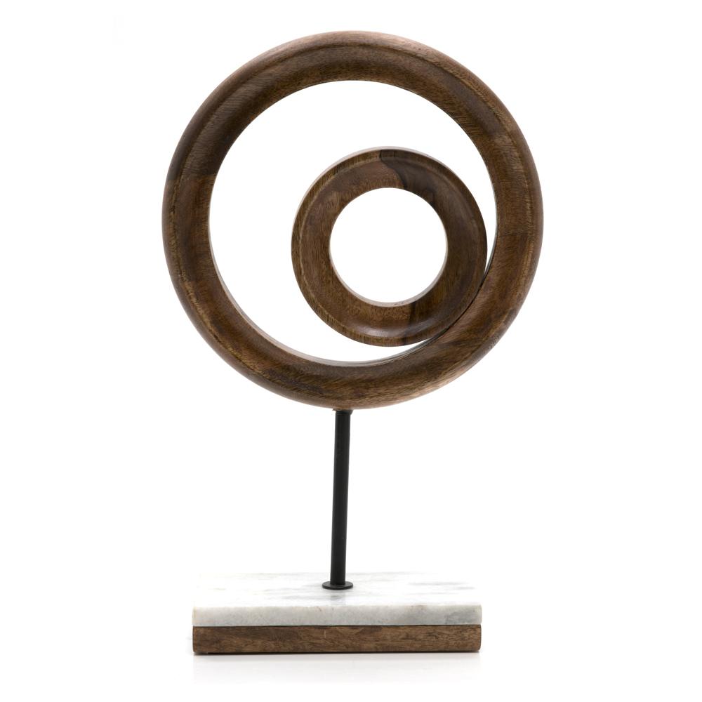 Wood Dark Concentric Circle Table Sculpture (A+D)