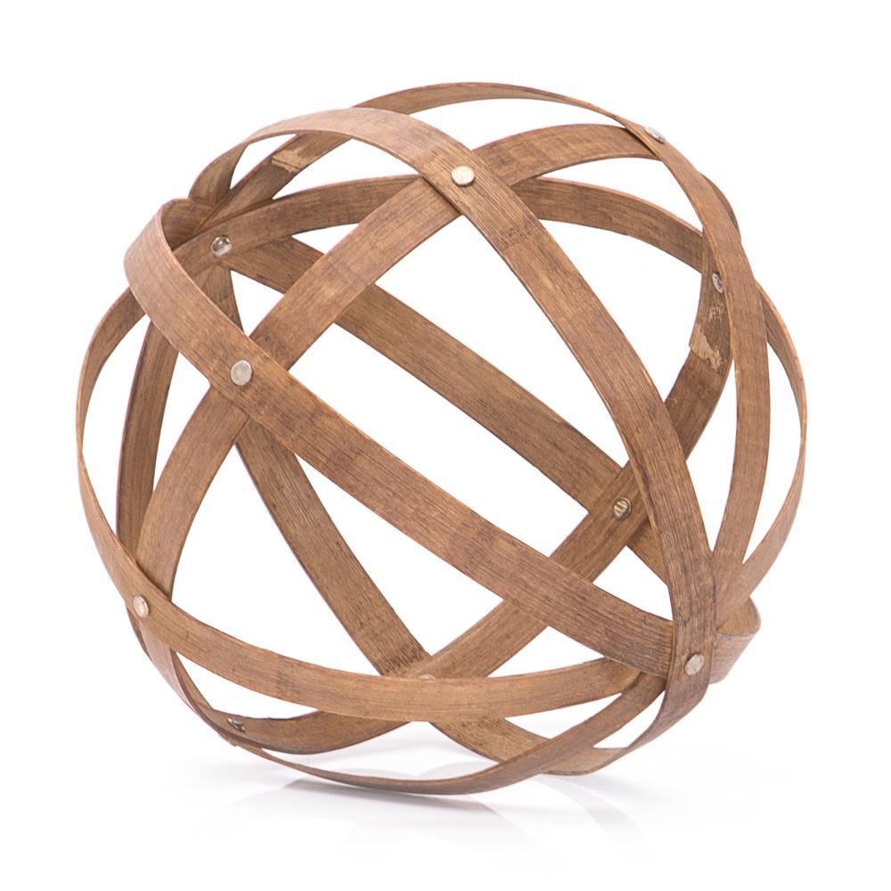 Wood Dark Sphere Bentwood Table Sculpture (A+D)