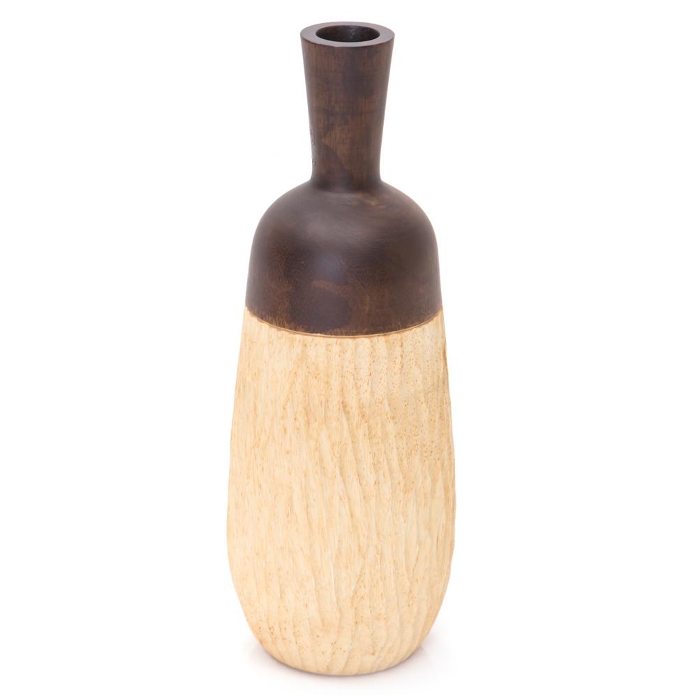 Wood Light Stained Top Vase (A+D)
