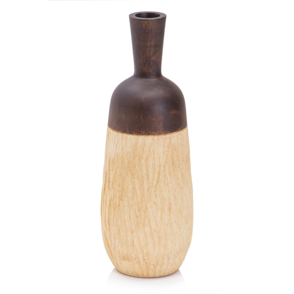 Wood Light Stained Top Vase (A+D)