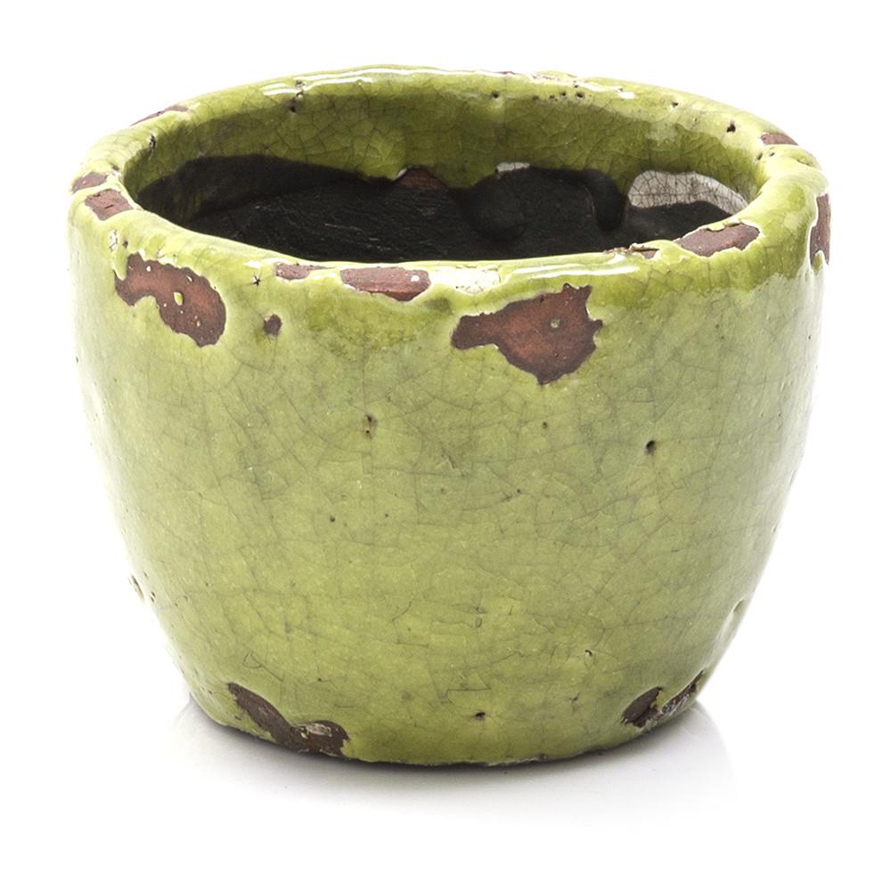 Green Ceramic Rustic Planter (A+D)