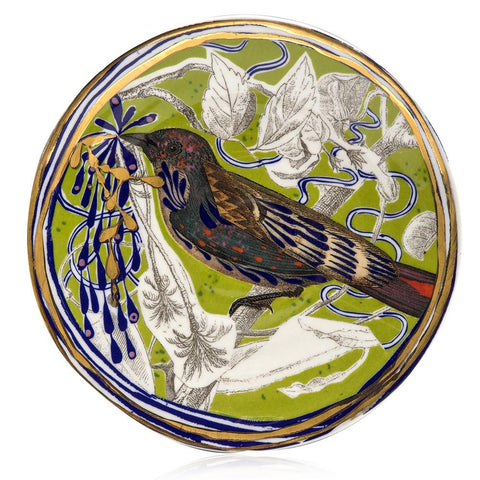 Green Ceramic Plate Bird Design (A+D)