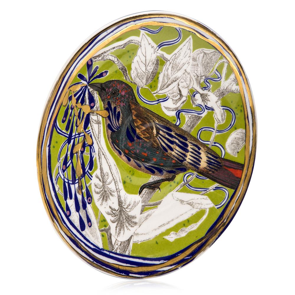 Green Ceramic Plate Bird Design (A+D)
