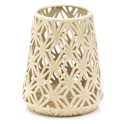 Green Ceramic Vase with Lattice Detail (A+D)