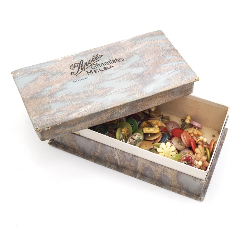 Grey Vintage Button Box (A+D)