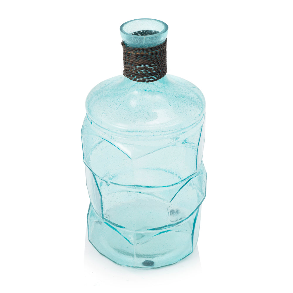 Blue Aqua Glass Molten Vase (A+D)