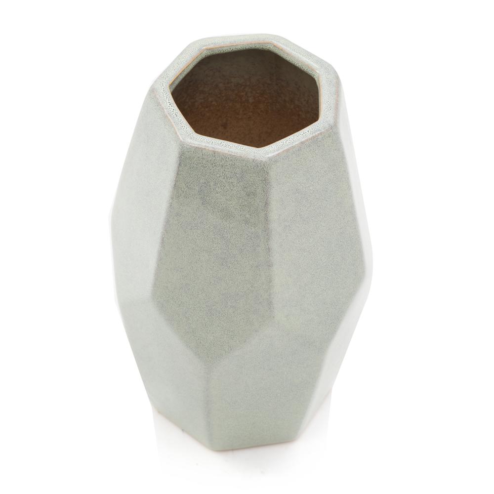 Green Aqua Ceramic Geometric Vase (A+D)