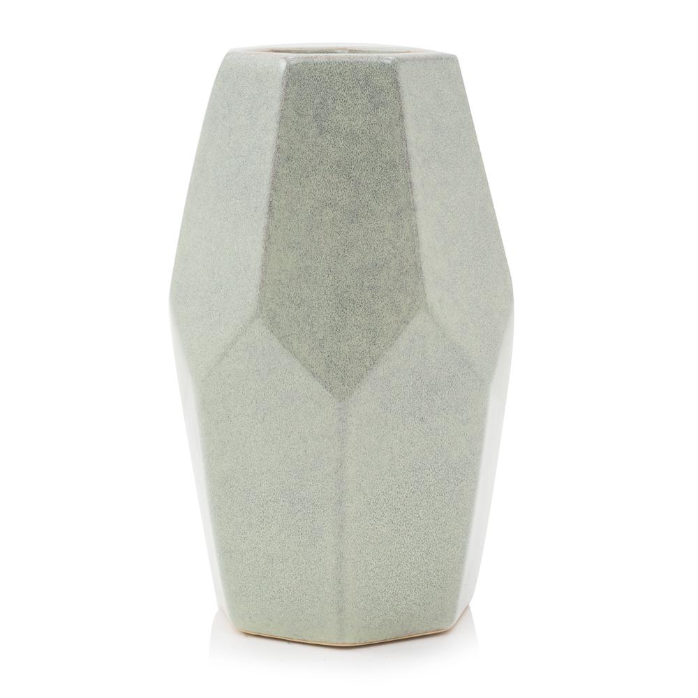 Green Aqua Ceramic Geometric Vase (A+D)