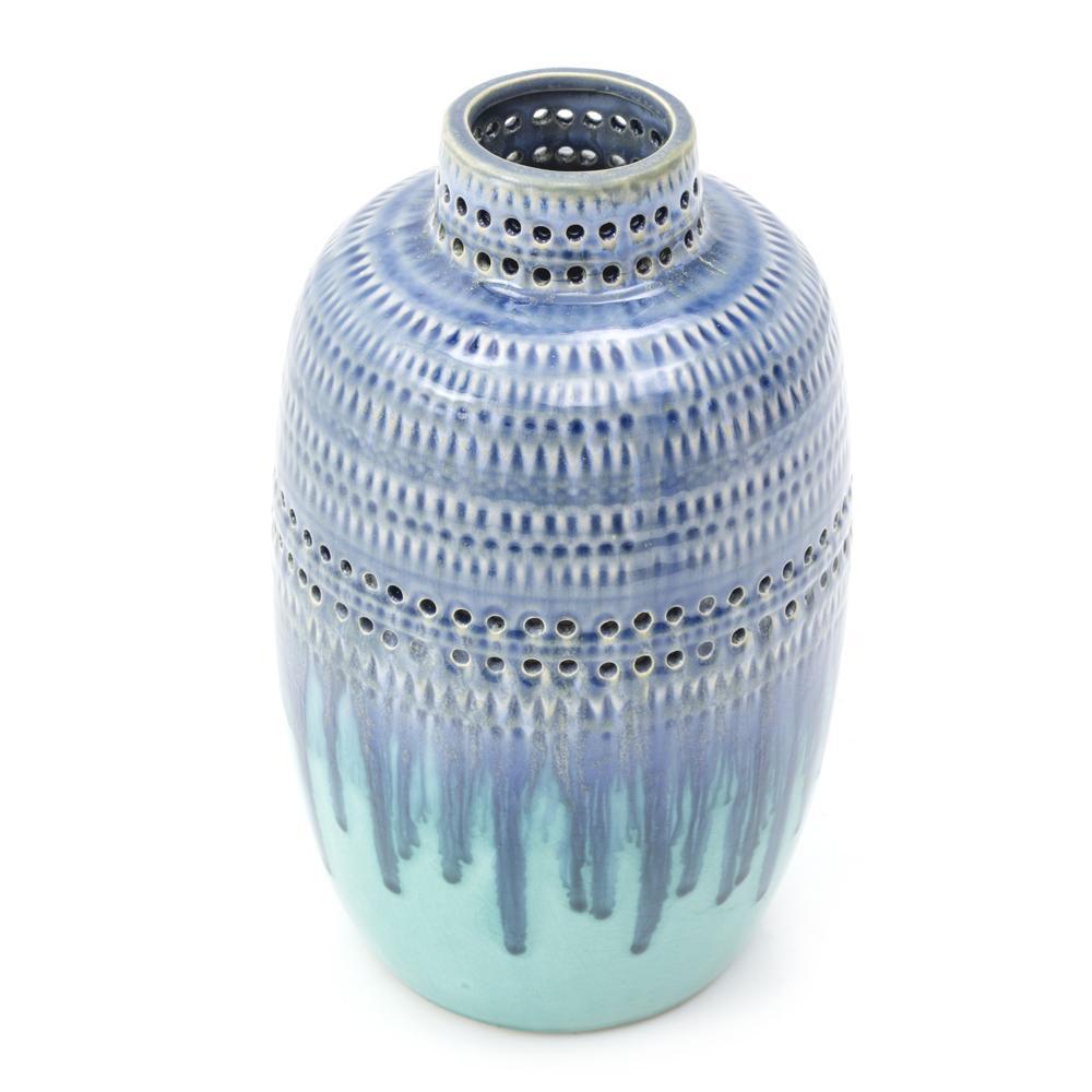 Blue Ceramic Drip Glaze Vase (A+D)