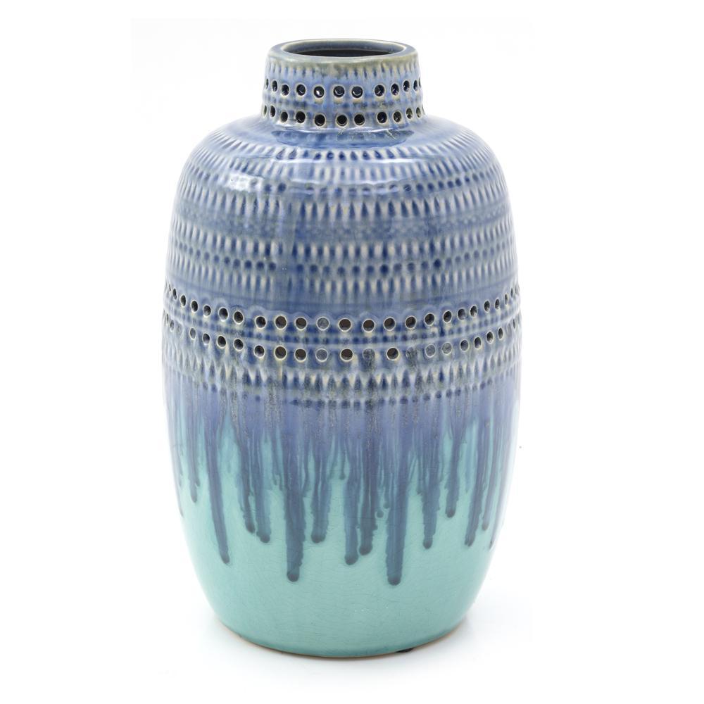 Blue Ceramic Drip Glaze Vase (A+D)