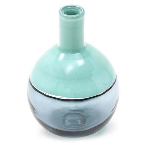 Blue Aqua Glass Vase Round (A+D)