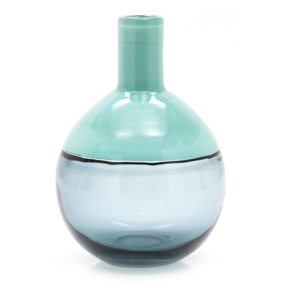 Blue Aqua Glass Vase Round (A+D)
