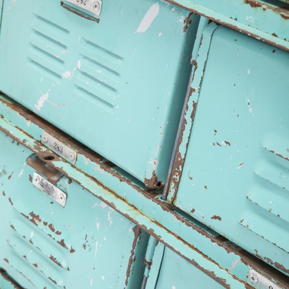 Weathered Teal Painted Metal Lockers / Cabinet - Gil & Roy Props Weathered Teal Painted Metal Lockers / Cabinet - Gil & Roy Props