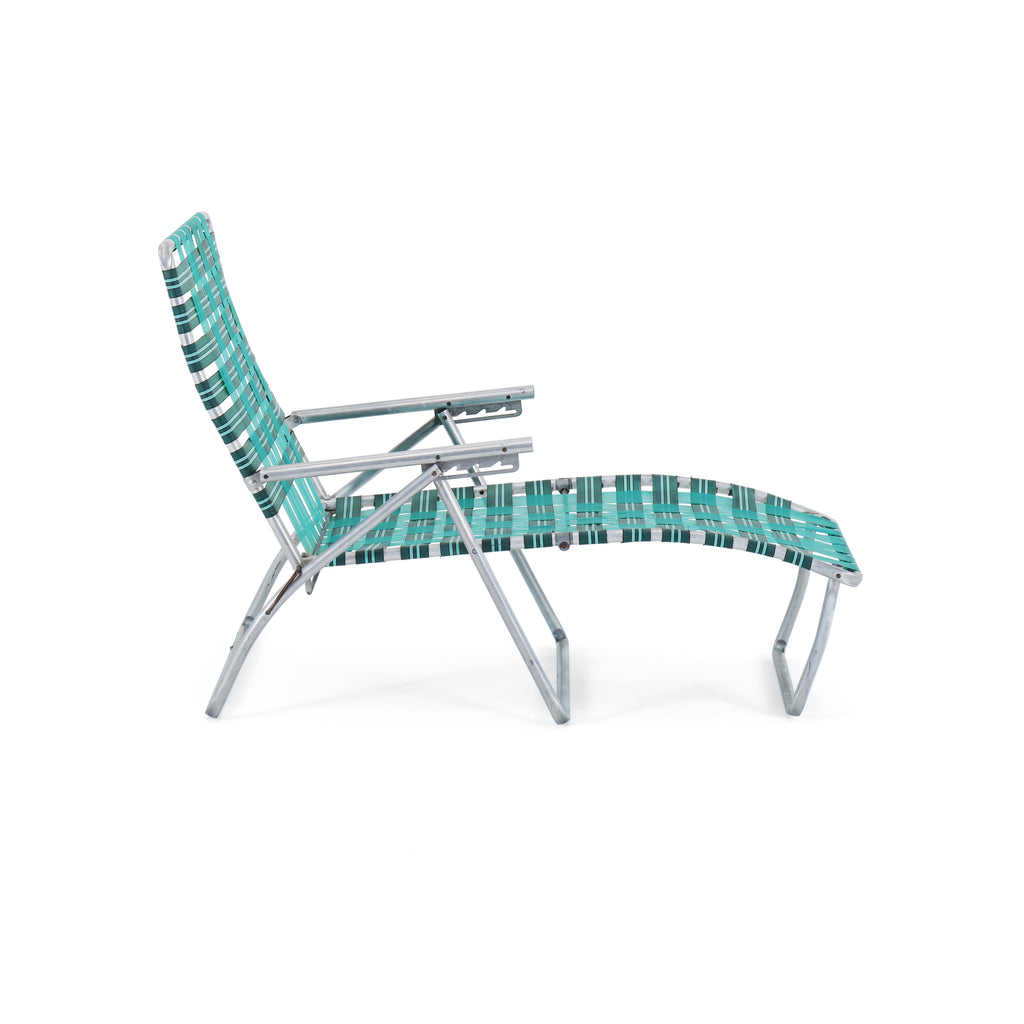Blue/Green Strap Outdoor Chaise