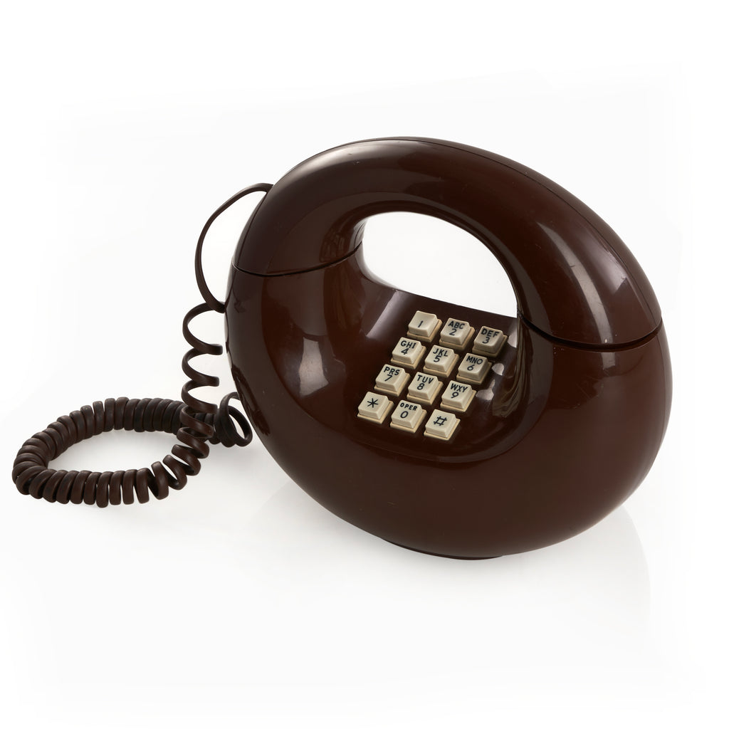 Brown Circle Push-Button Telephone