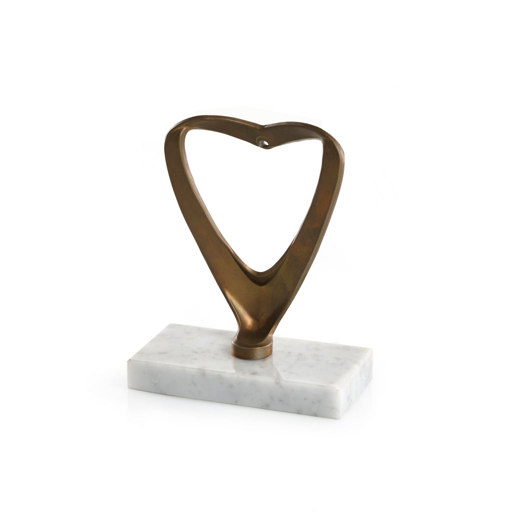 Brass Abstract Heart on Marble