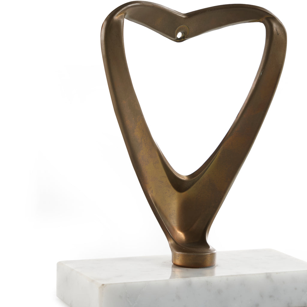 Brass Abstract Heart on Marble