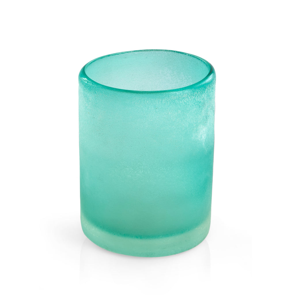 Blue Frosted Glass Vase