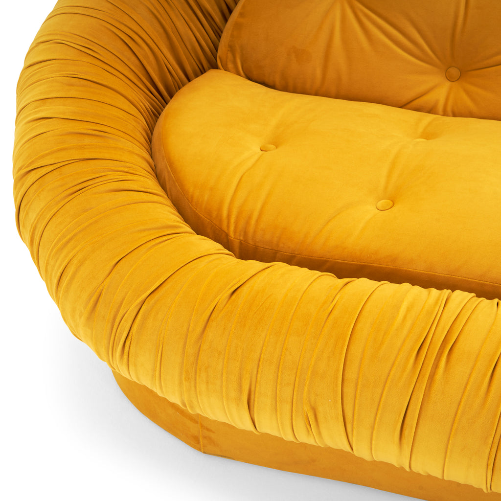 Yellow Velvet Tufted Sofa