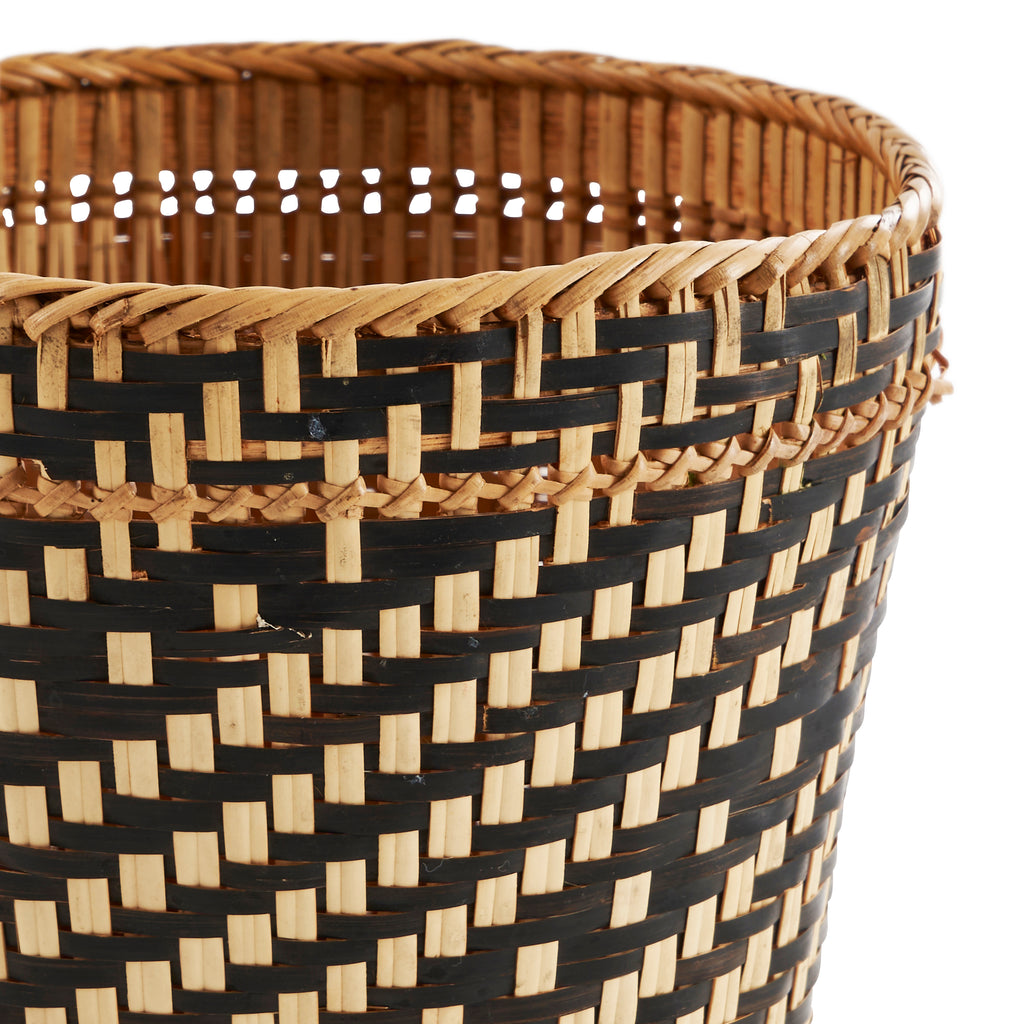 Black and Brown Woven Wicker Basket