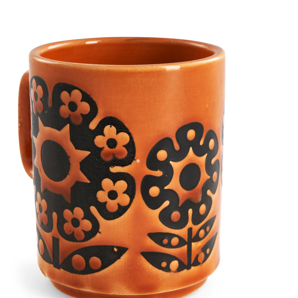Orange Floral Ceramic Mug