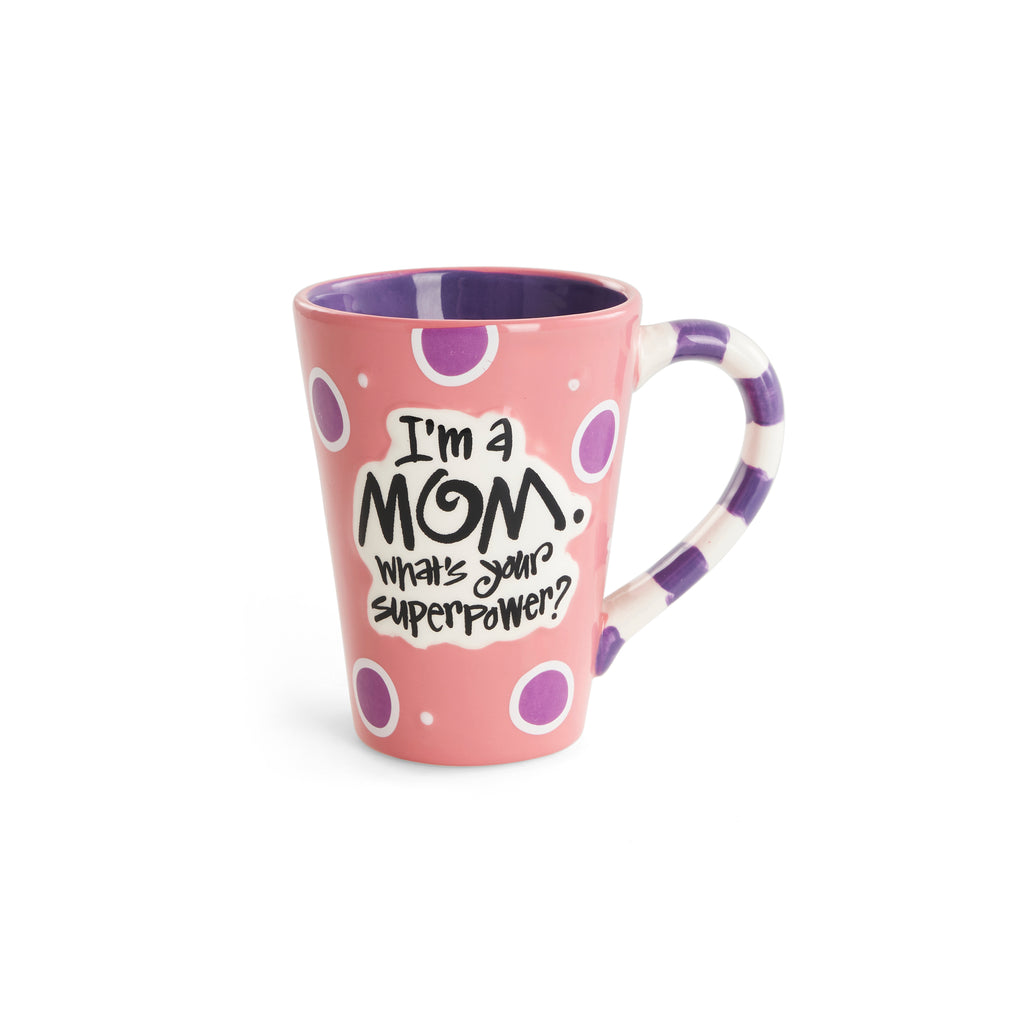 Pink and Purple Mom Mug with Striped Handle