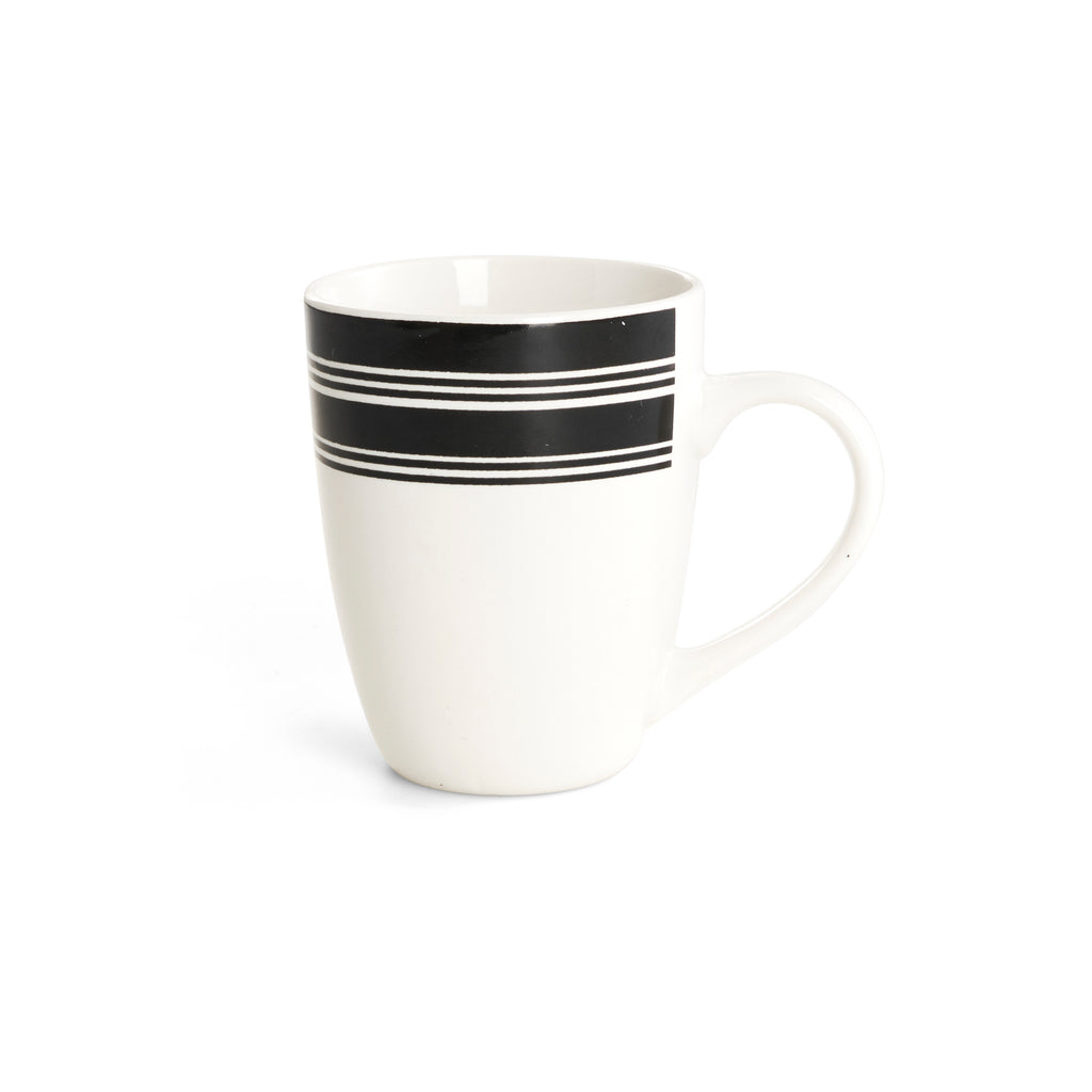 White Mug w/ Black Striped Rim