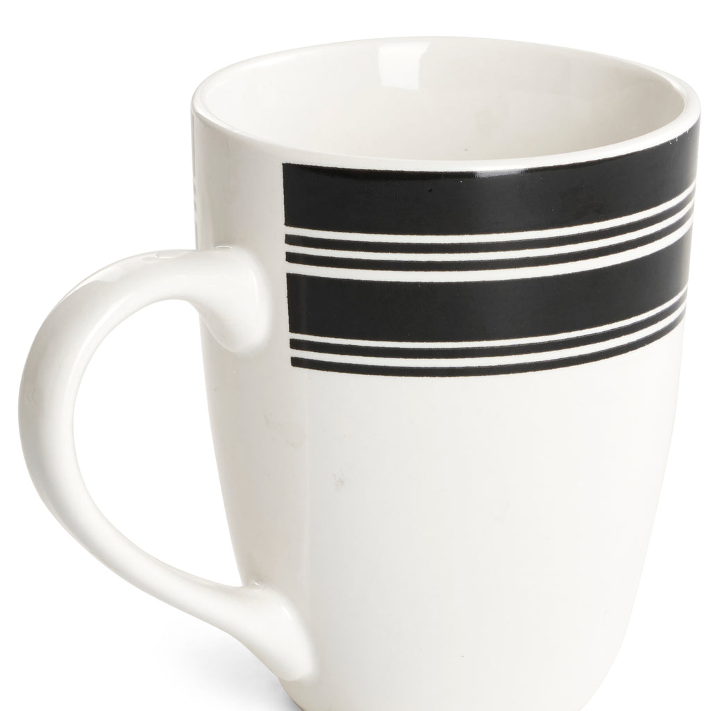 White Mug w/ Black Striped Rim