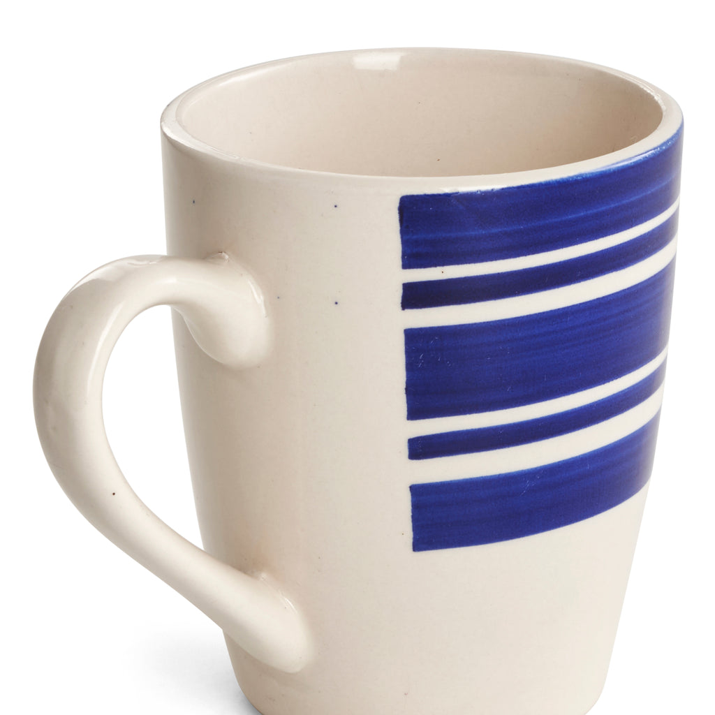 White Mug w/ Blue Striped Rim