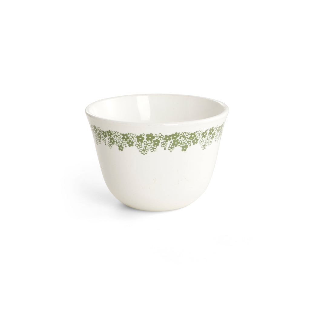 White Mug w/ Green Floral Rim