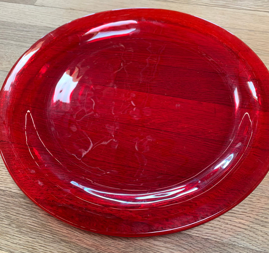 Large Red Glass Plate