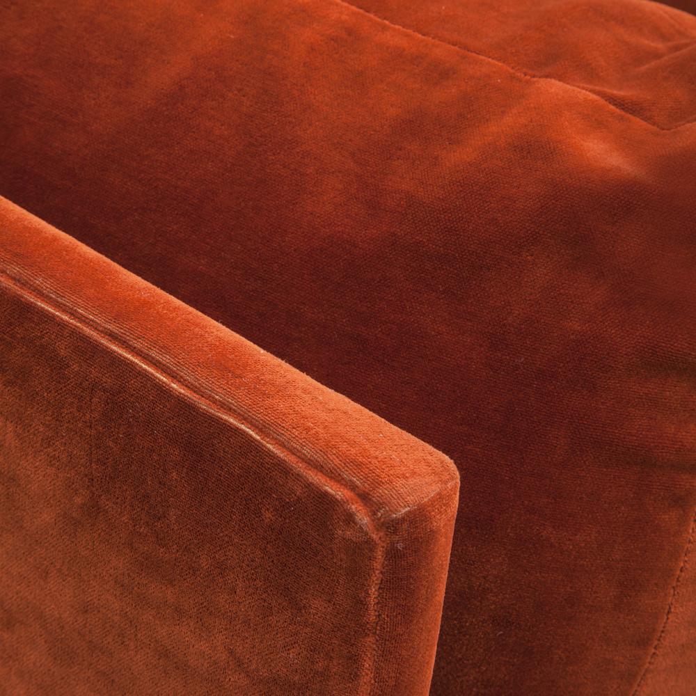 Dark Orange Velvet Vintage Sectional Sofa