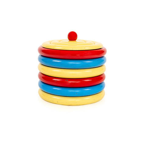 Yellow, Red, Blue Ringed Cookie Jar (A+D)