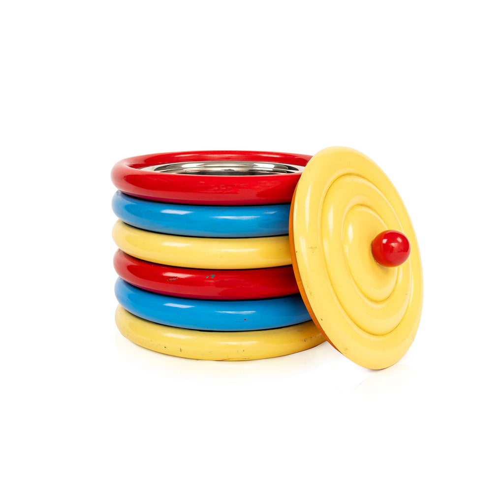 Yellow, Red, Blue Ringed Cookie Jar (A+D)
