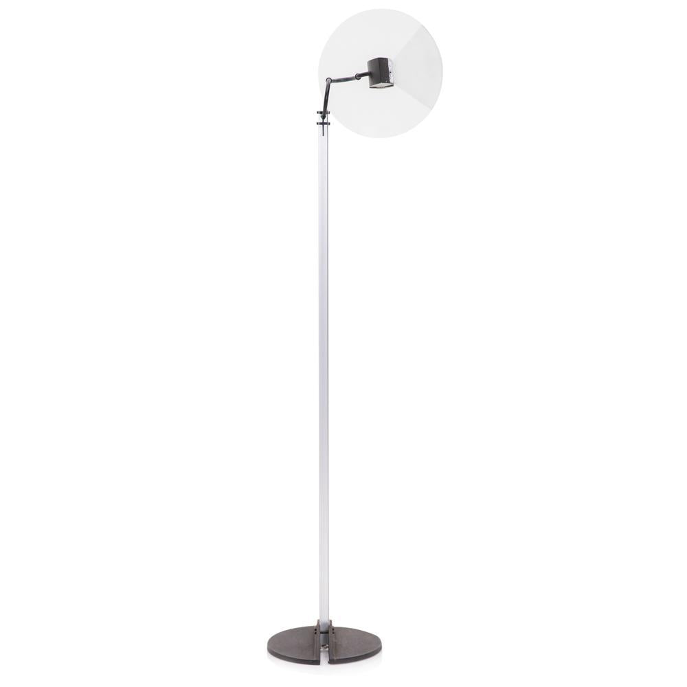 Glass and Chrome Circle Standing Lamp