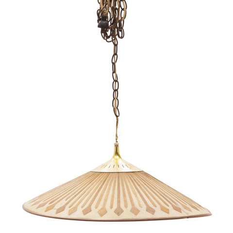 Tan 1950s Saucer Pendant Lamp