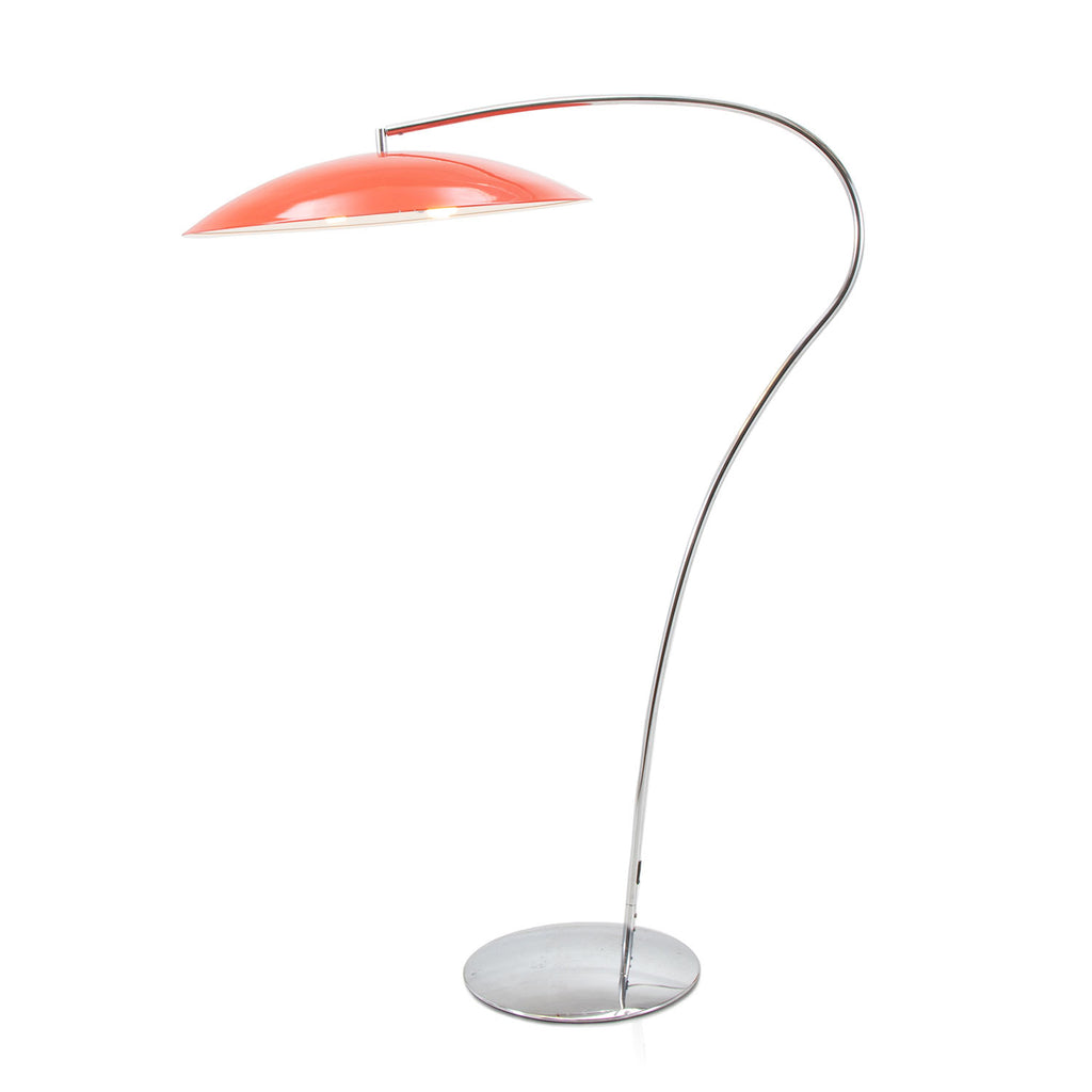 Curved Metal Red Shade Floor Lamp