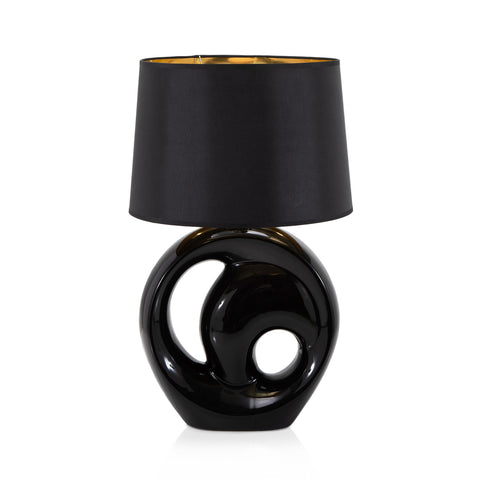 Black Glossy Art Deco Table Lamp