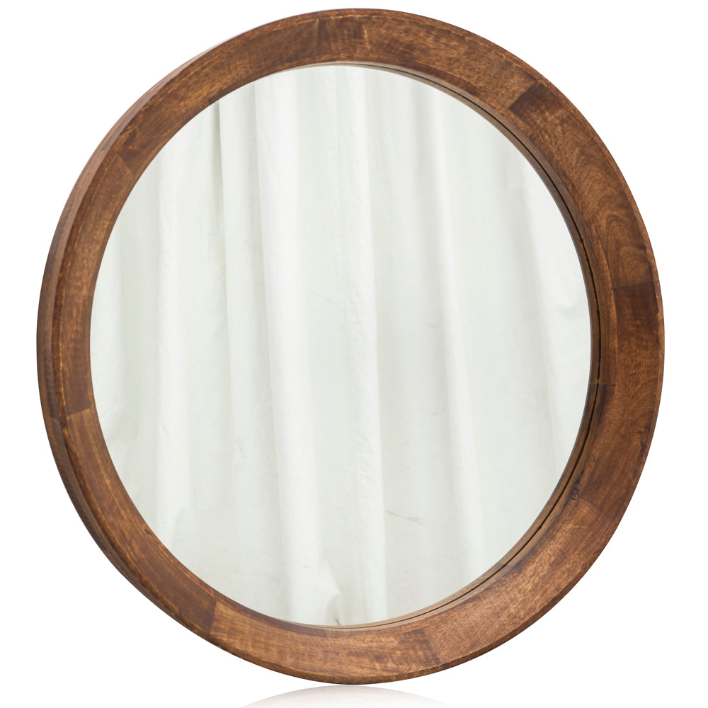 Wood Dark Contemporary Circular Mirror