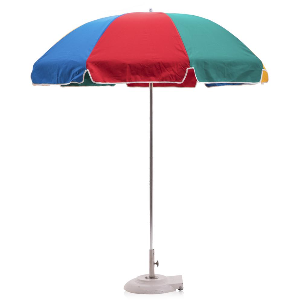 bright red ytellow blue patio umbrella Red, Green, Blue Color Block Patio Umbrella with Base