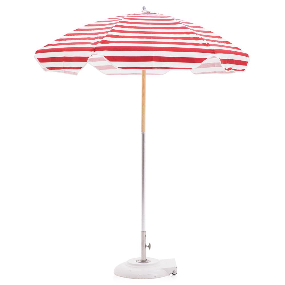 6ft red white striped patio umbrella Red and White Striped Patio Umbrella with Base