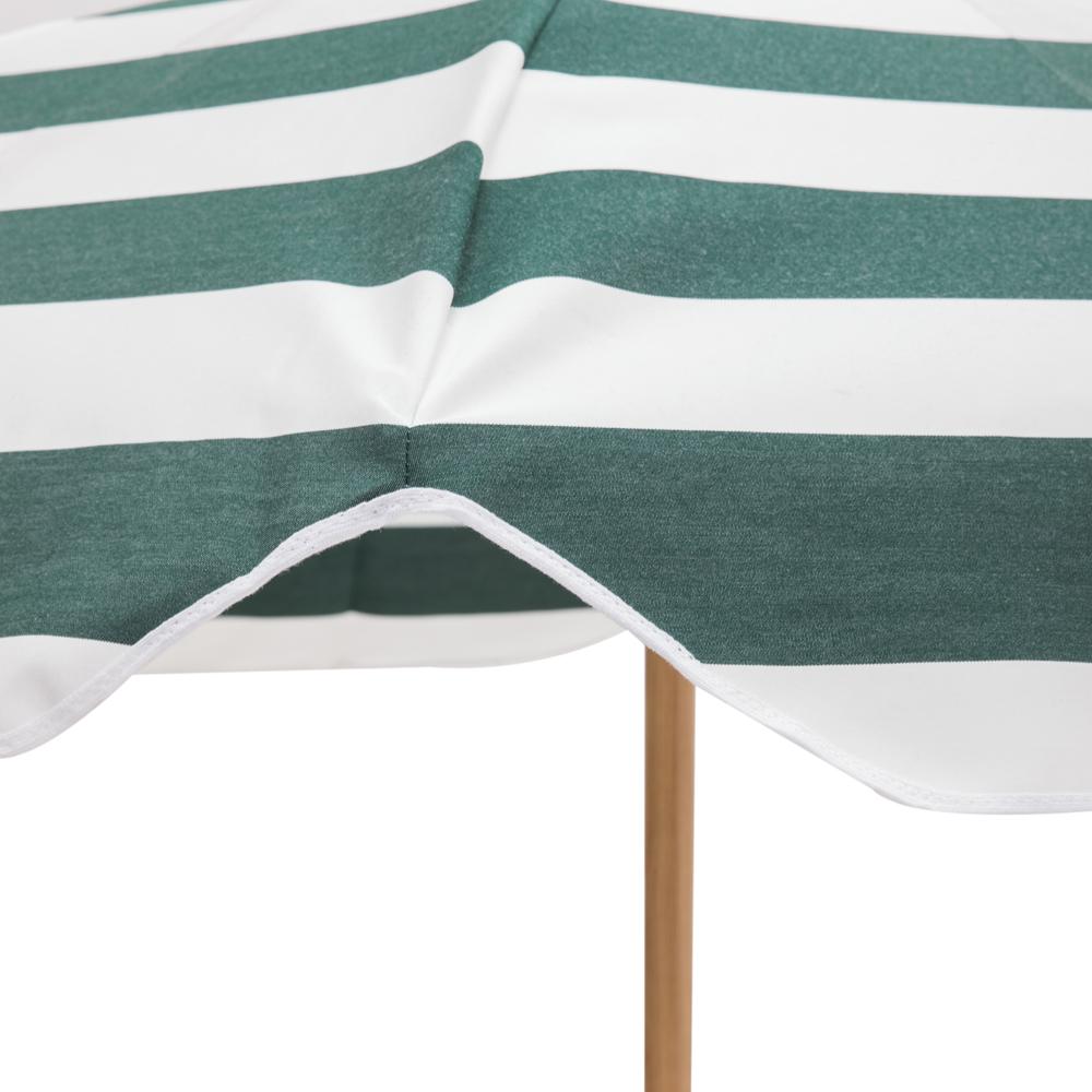green and white patio umbrella Forest Green and White Striped Patio Umbrella with Base