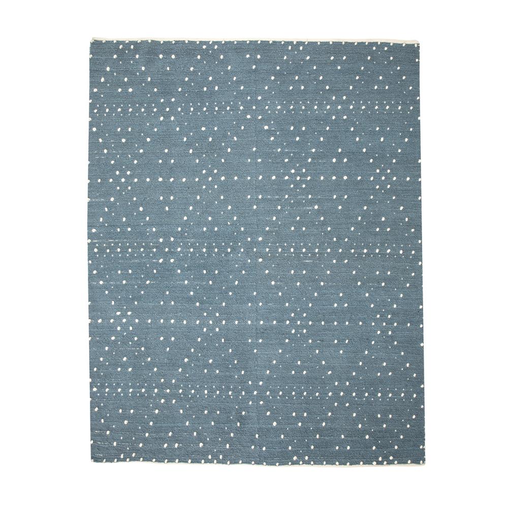 Blue and Cream Dot Textured Rug