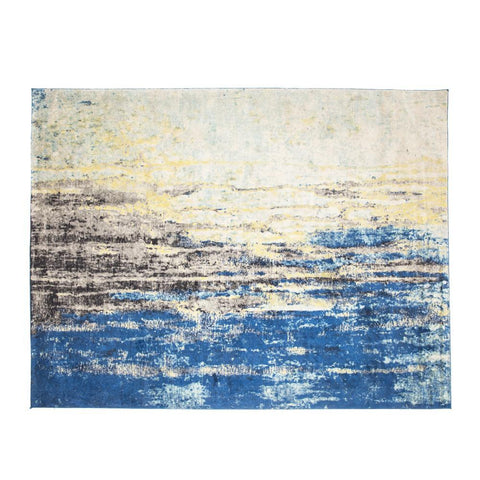 Blue & White Abstract Contemporary Rug